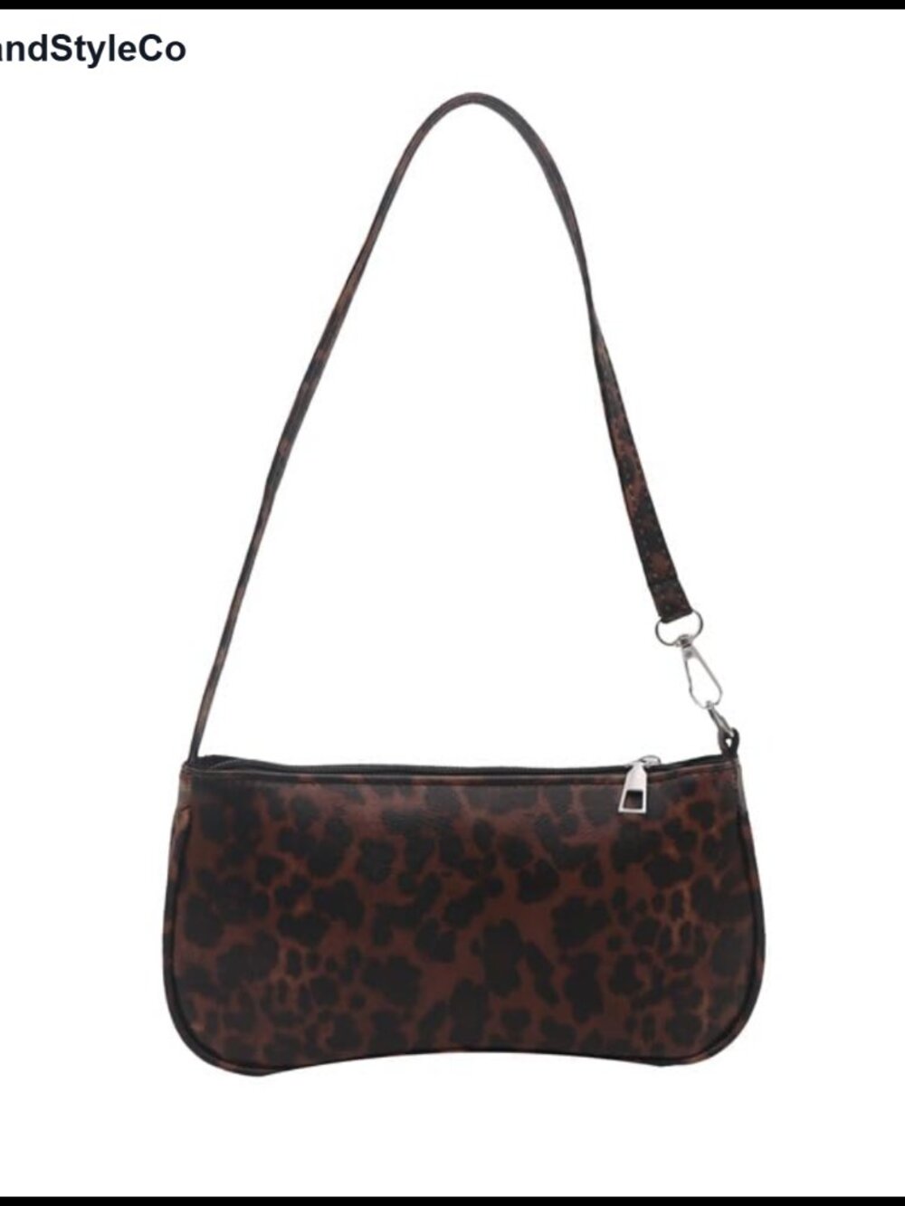 Leopard Print Baguette Shoulder Bag Vegan Leather Hobo Clutch Purse